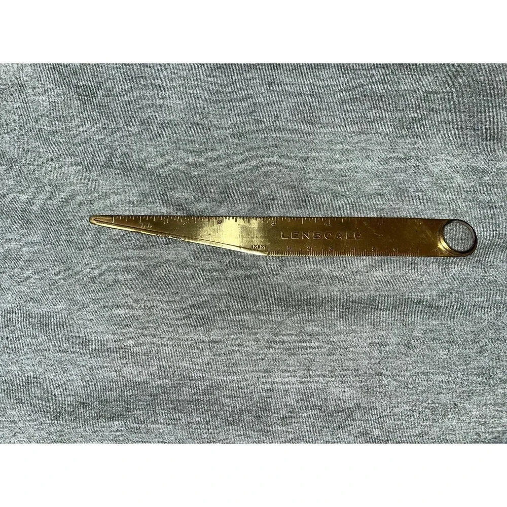 VTG Rare Gold Tint Lens Scale Ruler With Inches And MM Mail Letter Opener Steel